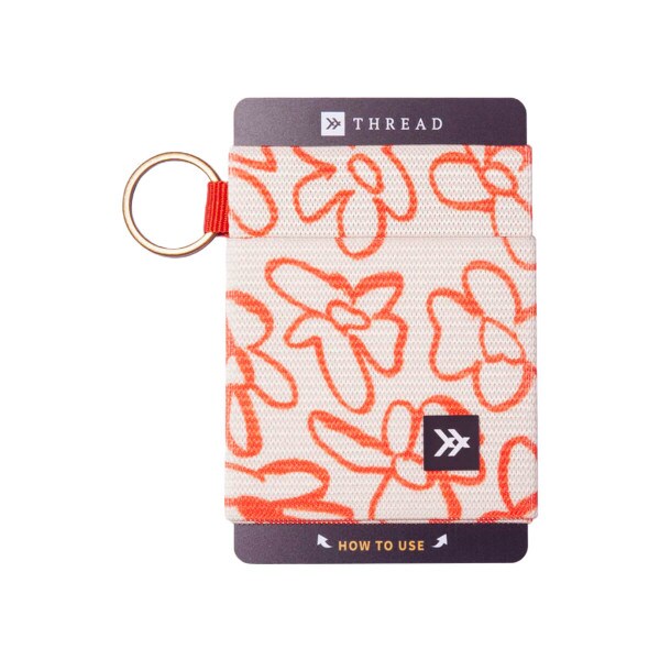 Orange Cream Floral Thread Wallet Elastic